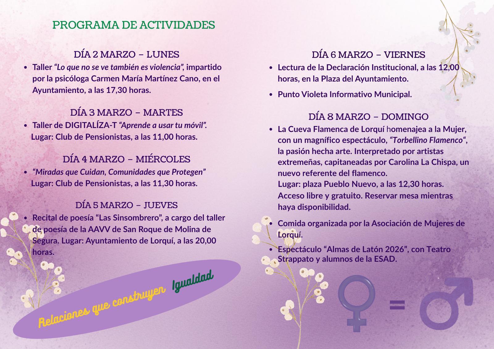 Lorquí organiza un programa de actividades con motivo del 8M, Día ...